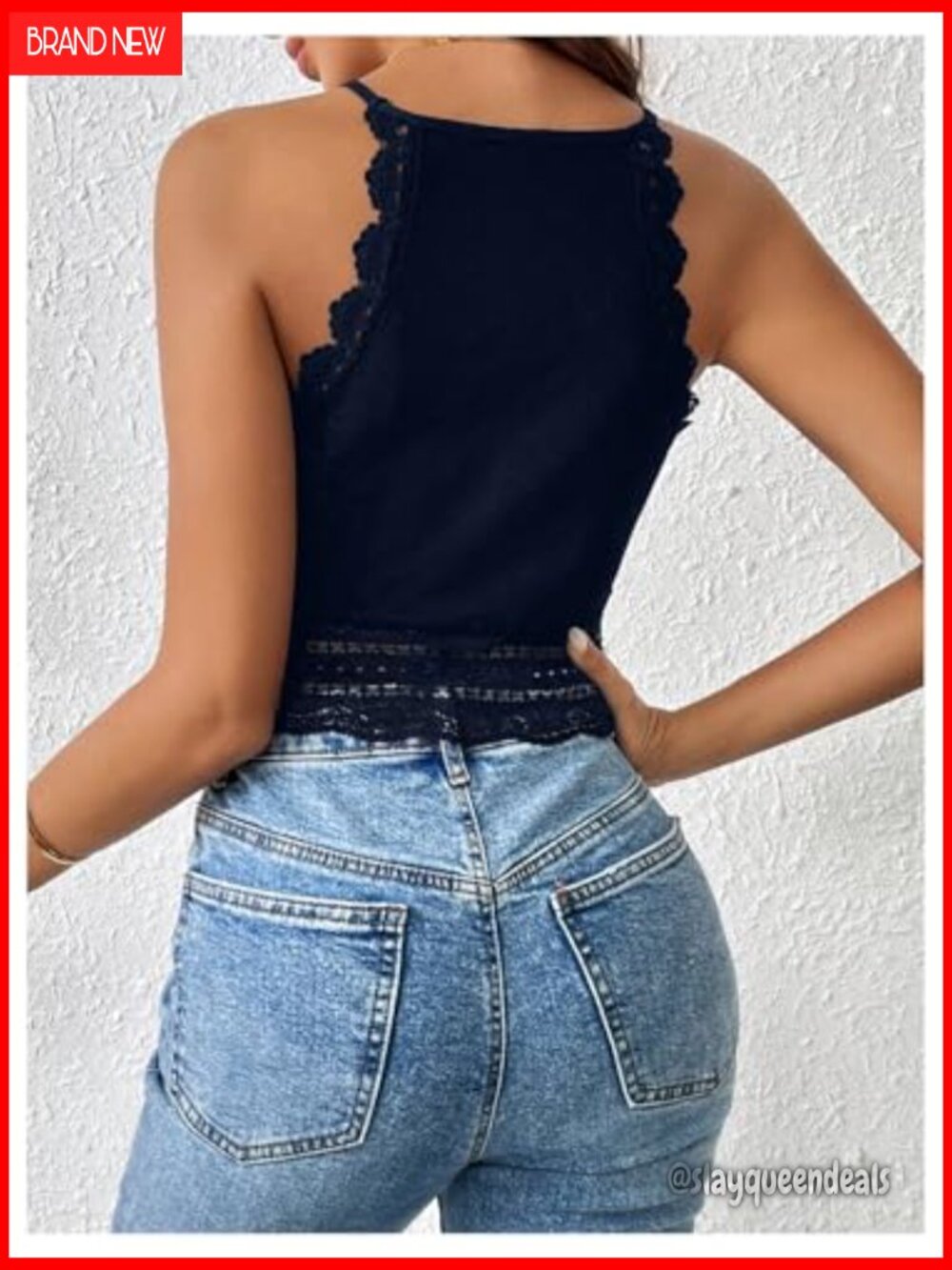 Floral Lace Crop Halter Tank Top Sleeveless Cami - Picture 2 of 7